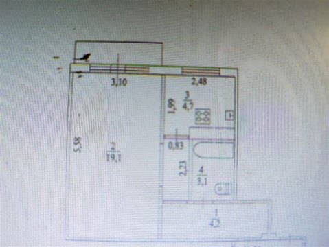 1-к квартира, 5/5 эт., 31м²