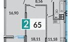 2-к квартира, 6/17 эт., 64м²